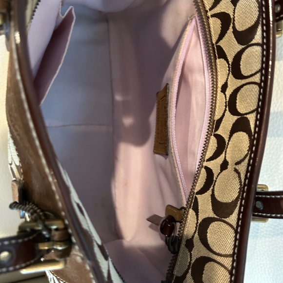 Vintage COACH G04Q-1443 TAN LEATHER SUEDE Signature C TOTE BAG - Picture 4 of 13